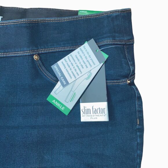 Slim Factor By Investments Ankle Jean Jeggings Plus Size 2X Dark Midnight Wash - Picture 3 of 8